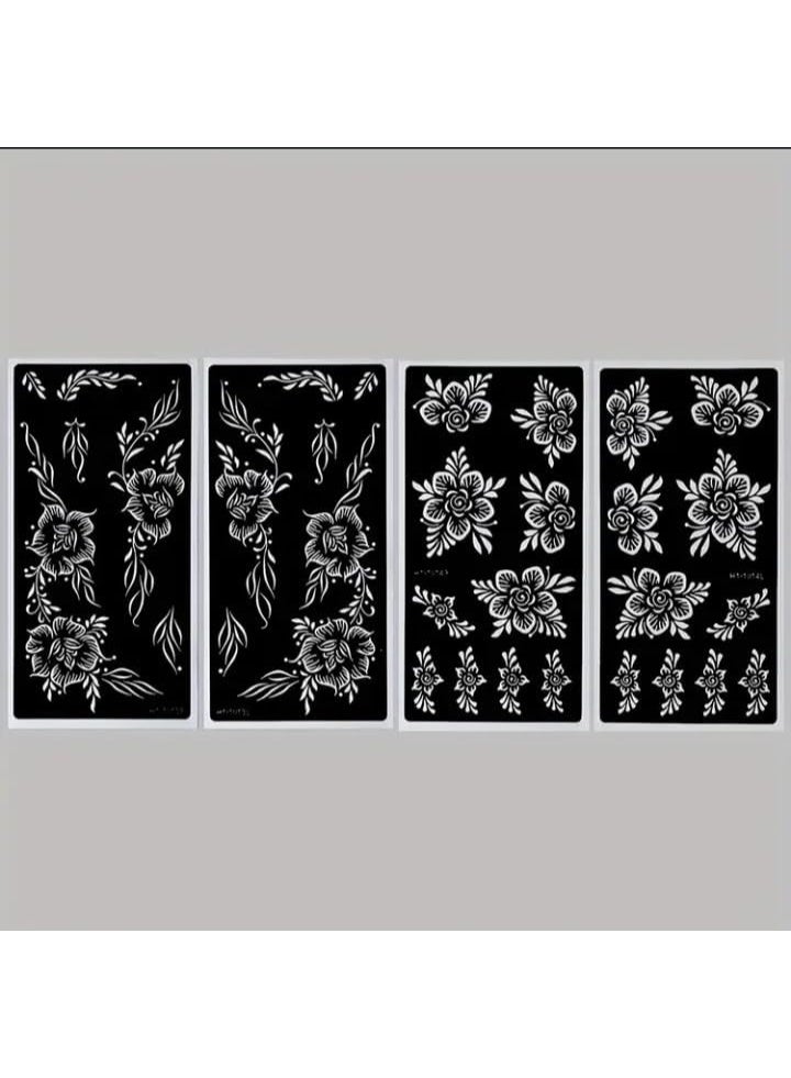 Henna Stencils for Body Art, Floral Design, Reusable Mehndi Templates, Hand Decoration - Image 2