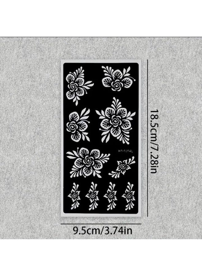Henna Stencils for Body Art, Floral Design, Reusable Mehndi Templates, Hand Decoration - Image 4