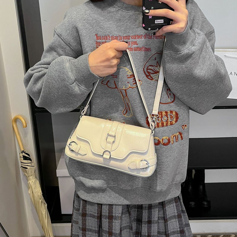 Underarm Bag Women'S Motorcycle Style Spice Girl Style Baguette Bag Casual All-Match Hand Shoulder Crossbody Bag - Image 5