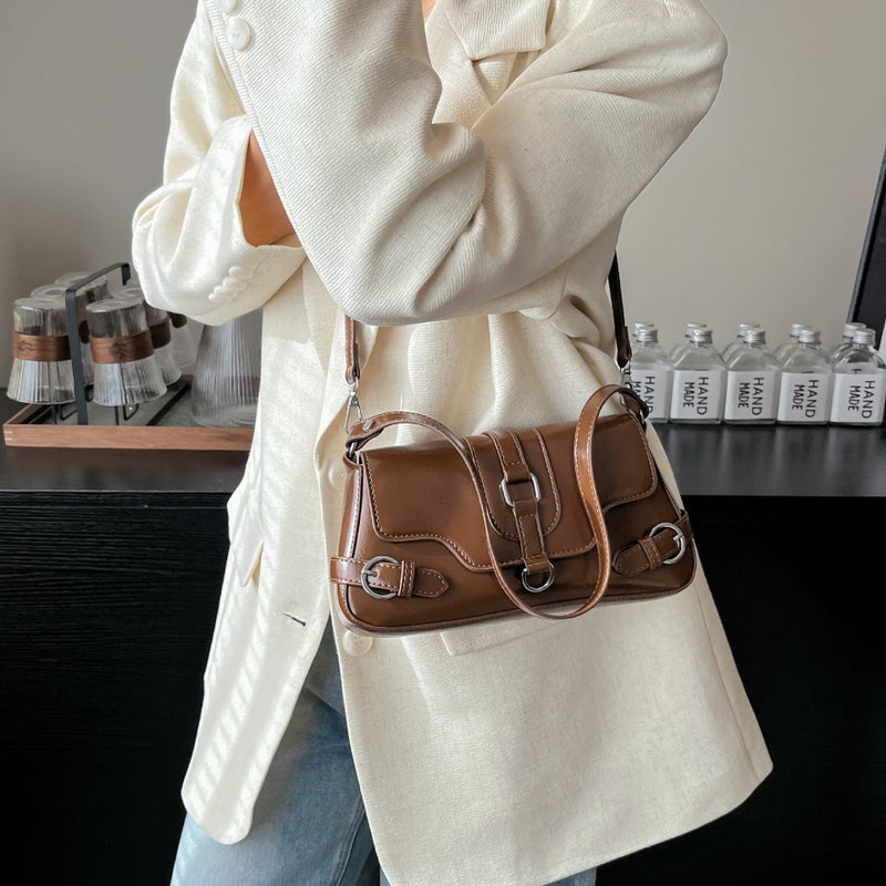 Underarm Bag Women'S Motorcycle Style Spice Girl Style Baguette Bag Casual All-Match Hand Shoulder Crossbody Bag - Image 4