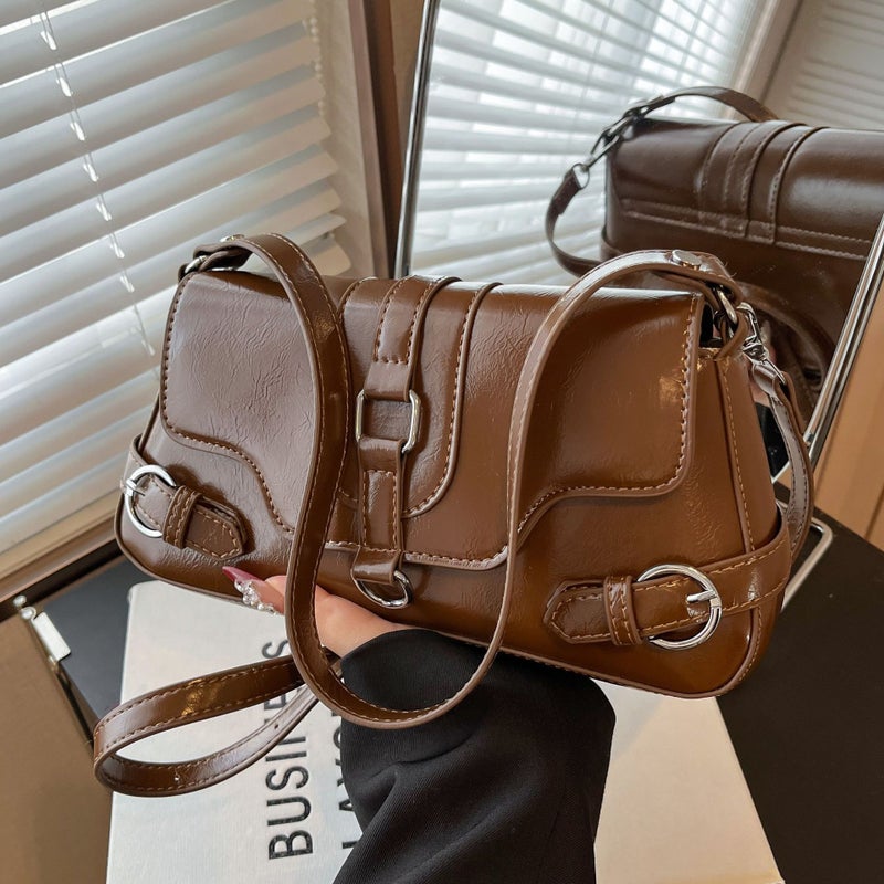 Underarm Bag Women'S Motorcycle Style Spice Girl Style Baguette Bag Casual All-Match Hand Shoulder Crossbody Bag - Image 2