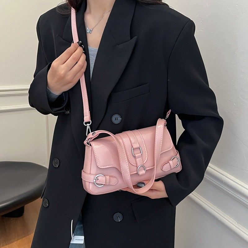 Underarm Bag Women'S Motorcycle Style Spice Girl Style Baguette Bag Casual All-Match Hand Shoulder Crossbody Bag - Image 1