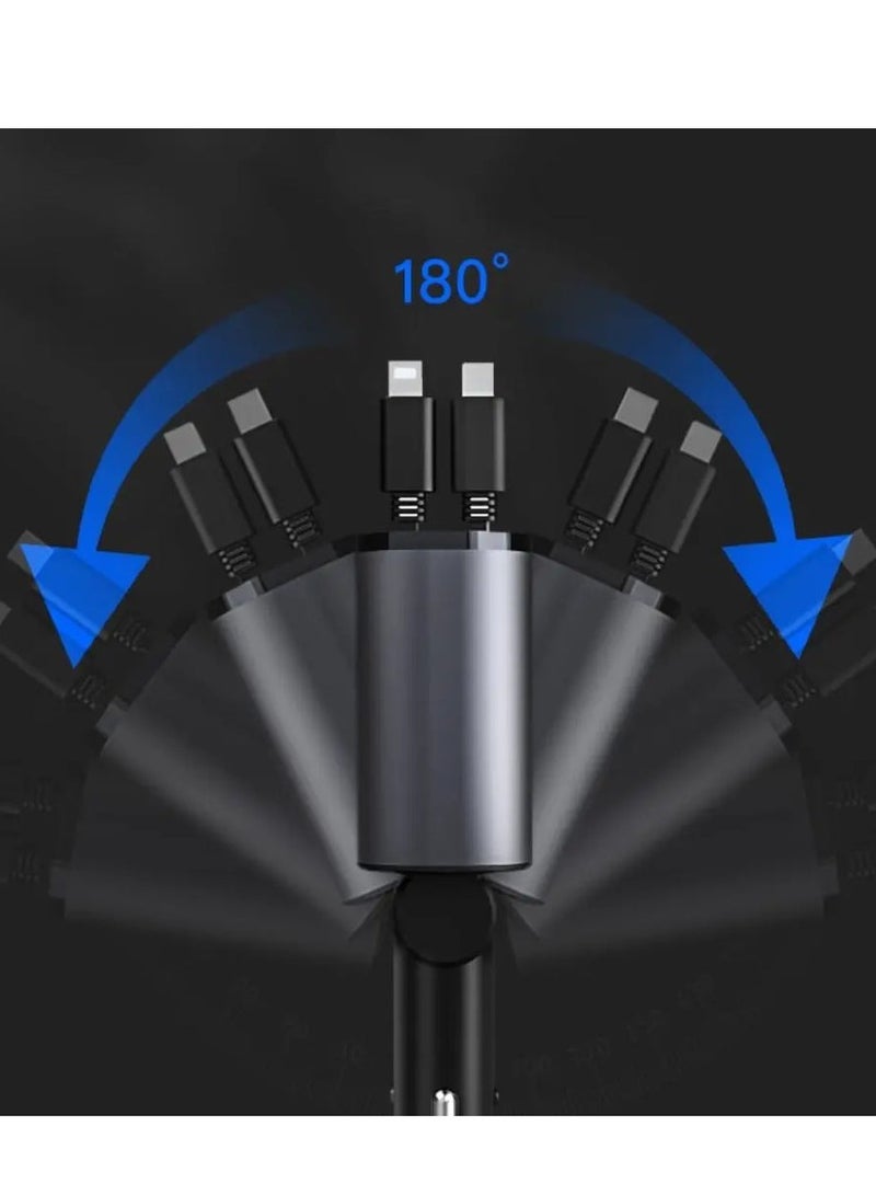 USTIDE 60W Retractable Car Charger Compatible with iPhone15/14/13/12/11,Fast Car Power Adapter PD20W /Type-C 40W,Car USB Fast Phone Charger (Quadrate) - Image 3