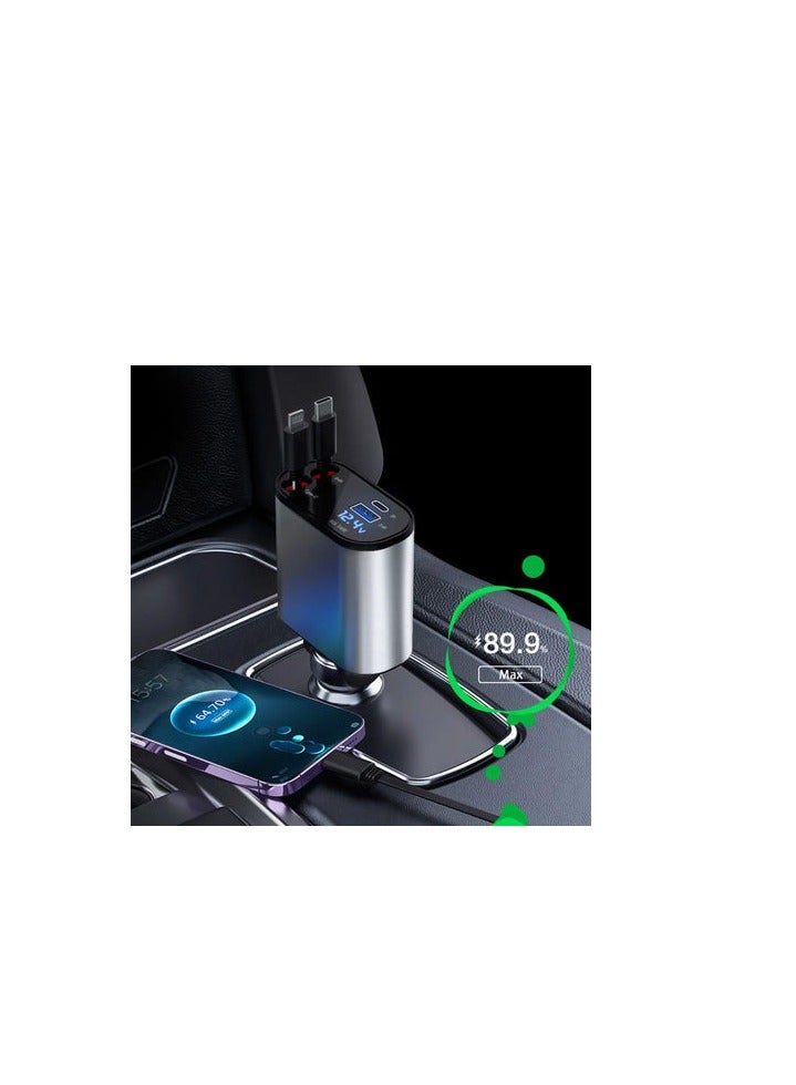 USTIDE 60W Retractable Car Charger Compatible with iPhone15/14/13/12/11,Fast Car Power Adapter PD20W /Type-C 40W,Car USB Fast Phone Charger (Quadrate) - Image 5