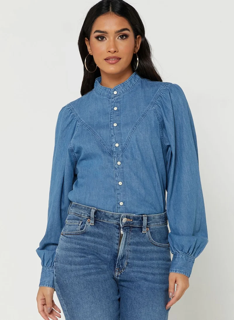 DOROTHY PERKINS Puff Sleeve Denim Shirt