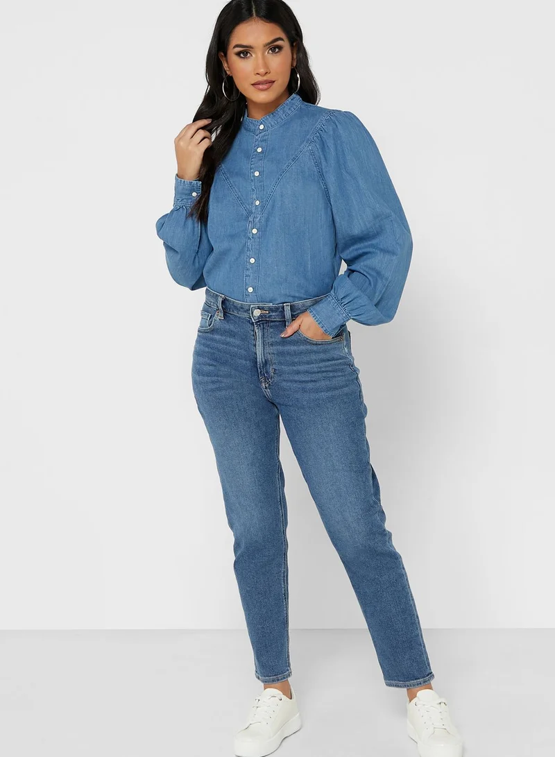 DOROTHY PERKINS Puff Sleeve Denim Shirt