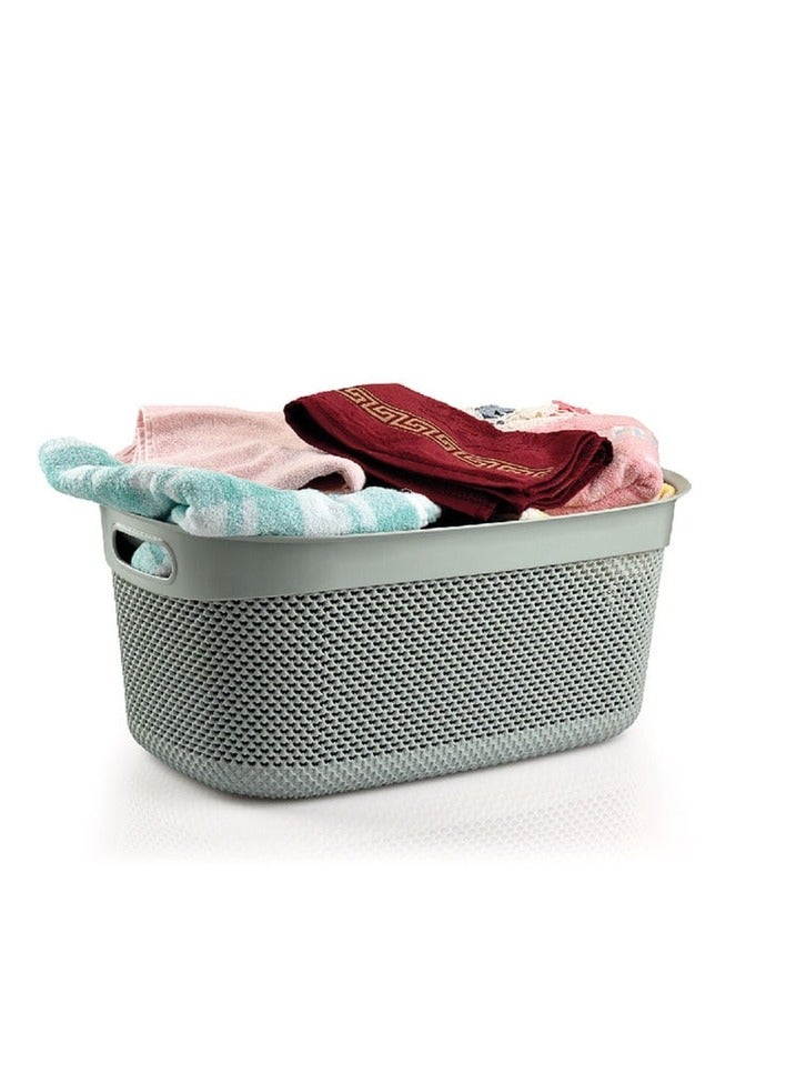 Ucsan Durable Rectangular Drop Design Laundry Basket with Handle Dark Grey 33 L M-168 M-168 DG - Image 2