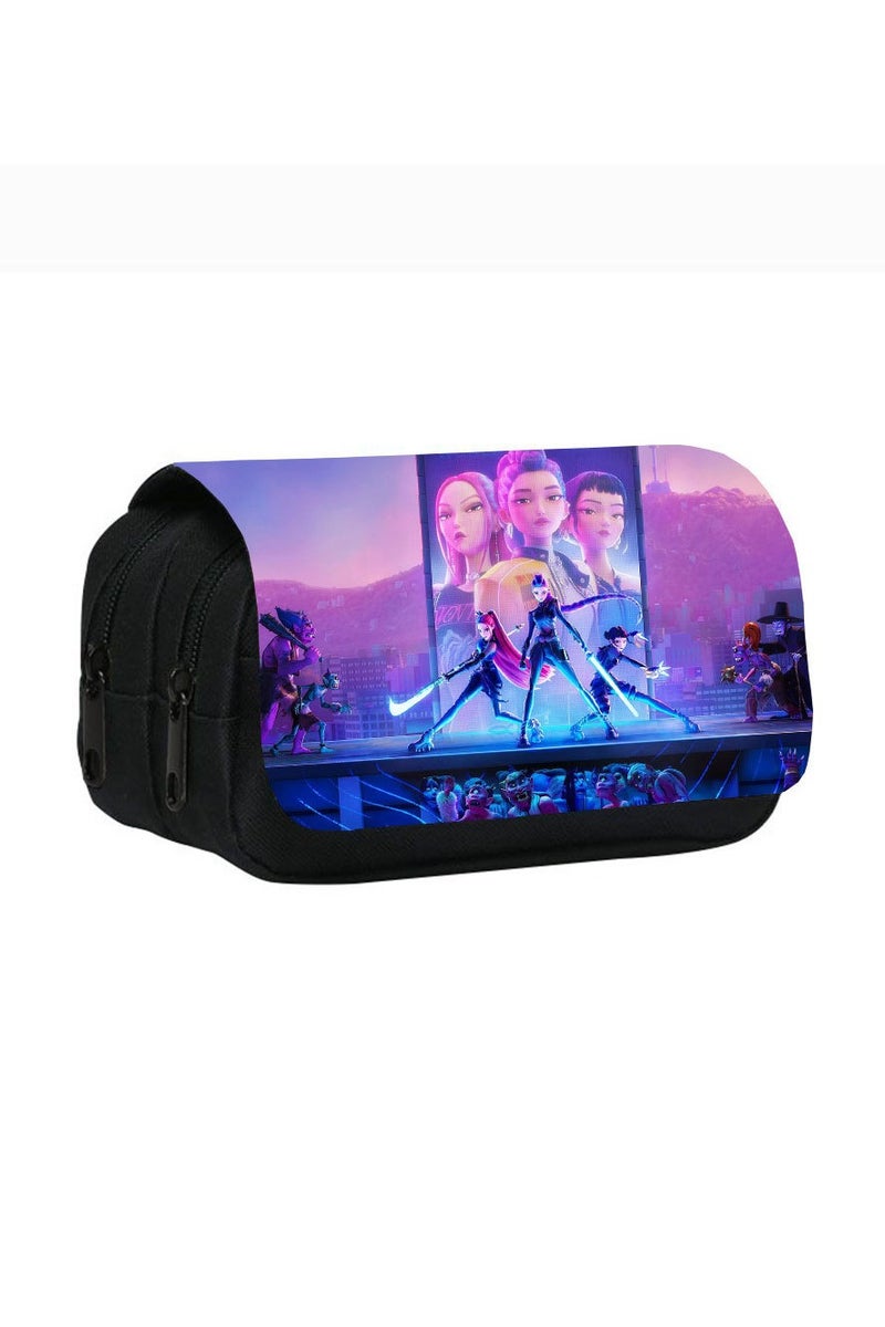 general Kpop Demon Hunters Printed Double Layer Pencil Case Student Pencil Stationery Bag meets daily stationery storage needs - Image 1