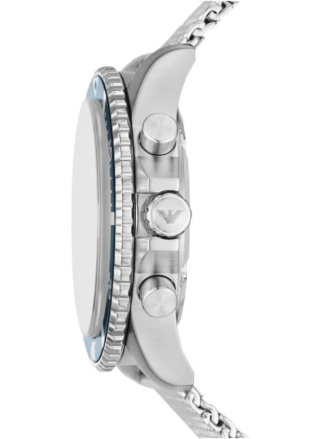 armani Emporio Armani Men's Chronograph Silver Stainless Steel Mesh Band Watch (Model: AR11587)  - Image 2