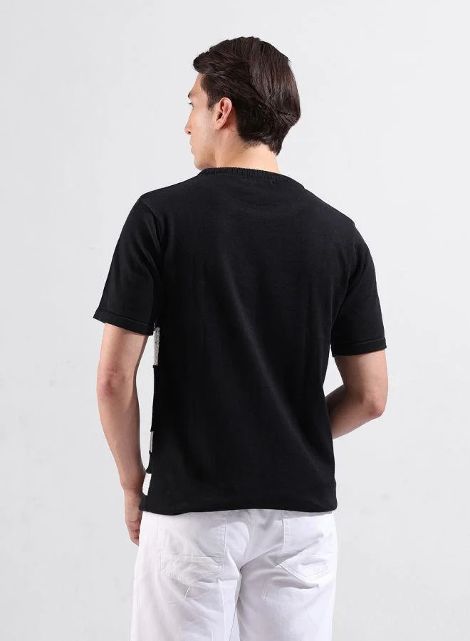 The Indian Garage Co Men Slim Fit Colour Blocked Crew Neck Half Sleeves T-Shirt