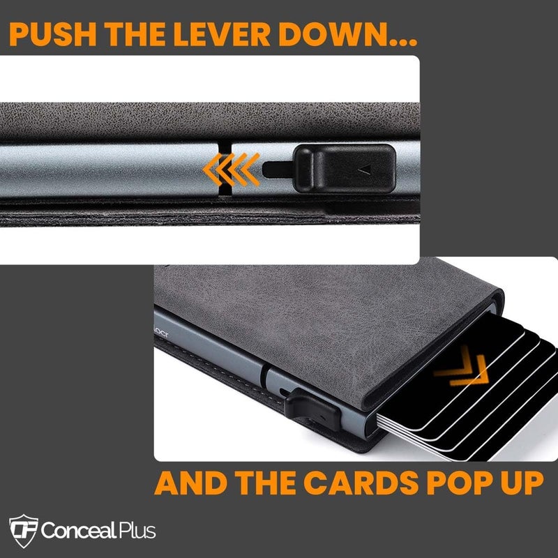 Conceal Plus Smart Pop Up Wallet for Men | RFID Blocking Minimalist Slim Wallet with Card Ejector | PU Leather Front Pocket Wallet | Compact Travel Card Holder for 4-6 Cards & Cash - Image 3