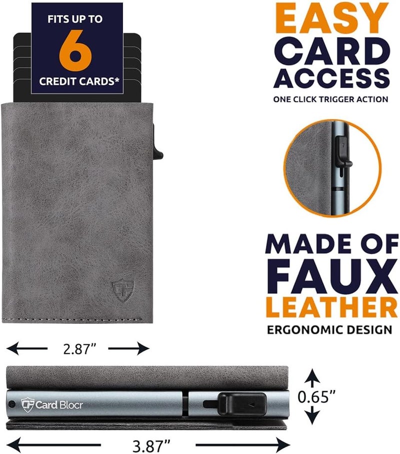 Conceal Plus Smart Pop Up Wallet for Men | RFID Blocking Minimalist Slim Wallet with Card Ejector | PU Leather Front Pocket Wallet | Compact Travel Card Holder for 4-6 Cards & Cash - Image 2