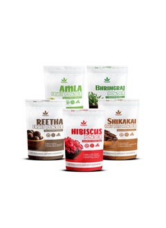 Havintha Havintha Amla, Reetha, Shikakai, Bhringraj and Hibiscus powder for Hair care (Each 50g) 