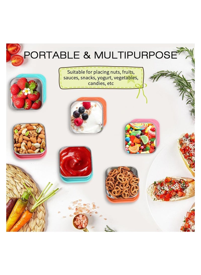 Generic - 3 Pack Stainless Steel Snack Containers, 6oz Small Metal Food Storage Containers with Leak Proof Silicone Lids, Reusable Lunch Snack Condiment Sauce Storage Set, for Travel, Picnic, Office - Image 1