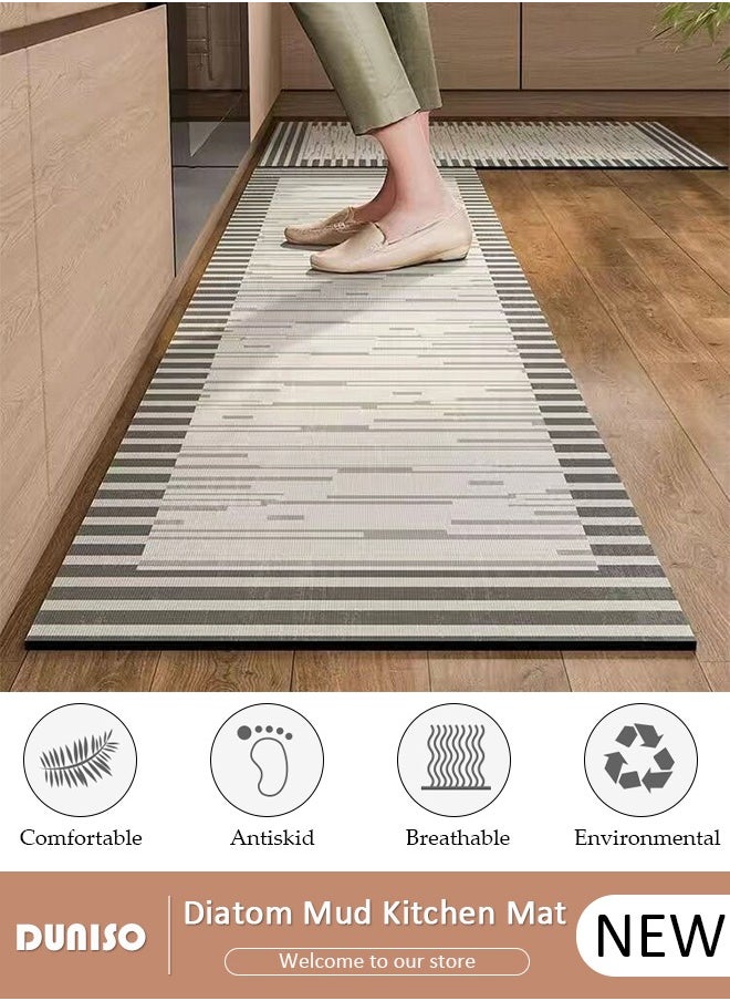 DUNISO 2 PCS Kitchen Mats and Rugs Set , Non Slip Heavy Duty Standing Mat, Quick Dry Diatom Mud Floor Mat, Extra Soft and Absorbent Floor Mats for Kitchen, Bath, Office, Laundry(40*60cm+40*120cm)  - Image 1