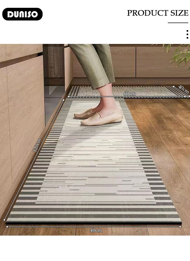 DUNISO 2 PCS Kitchen Mats and Rugs Set , Non Slip Heavy Duty Standing Mat, Quick Dry Diatom Mud Floor Mat, Extra Soft and Absorbent Floor Mats for Kitchen, Bath, Office, Laundry(40*60cm+40*120cm)  - Image 2