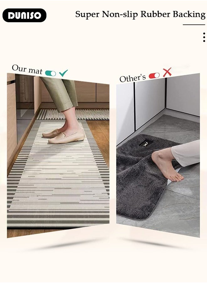 DUNISO 2 PCS Kitchen Mats and Rugs Set , Non Slip Heavy Duty Standing Mat, Quick Dry Diatom Mud Floor Mat, Extra Soft and Absorbent Floor Mats for Kitchen, Bath, Office, Laundry(40*60cm+40*120cm)  - Image 3