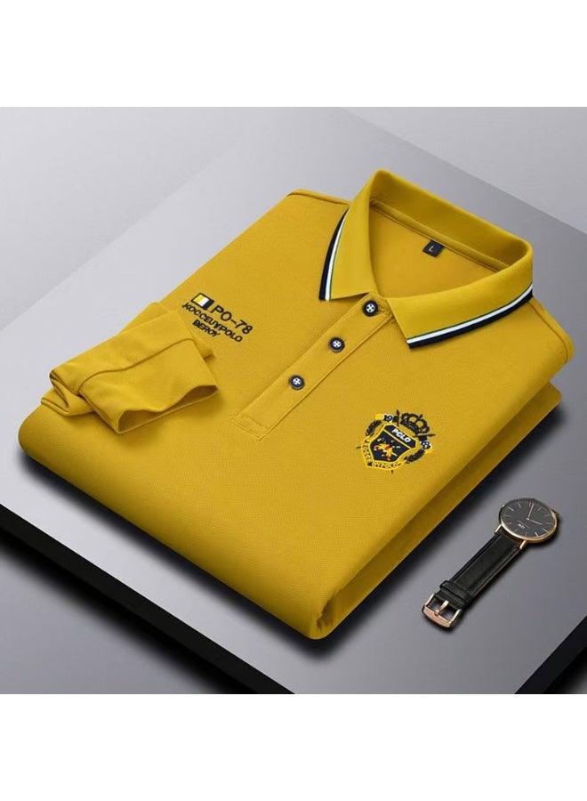 POLO Embroidered Pure Cotton Men's Polo Shirt  Autumn And Winter Long Sleeved Breathable Casual Slim Fit Top - Image 1