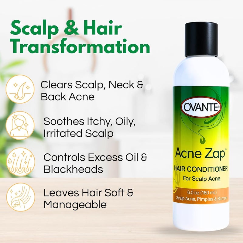 Ovante Acne Zap Hair Conditioner for Greasy Oily Itchy Scalp CLEAR Your Scalp Neck & Back from Bacne Acne Blackheads & Blemishes  60 oz - Image 3