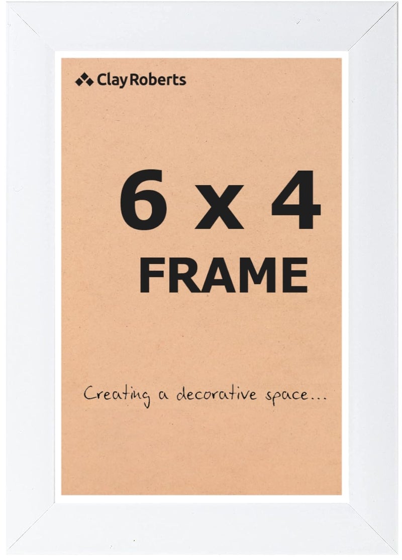 Clay Roberts Picture Frame 6 x 4 White Freestanding and Wall Mountable 10 x 15 cm 6x4 Picture Frames White 6x4 Photo Frames 4x6 Photo Collage Gallery Display