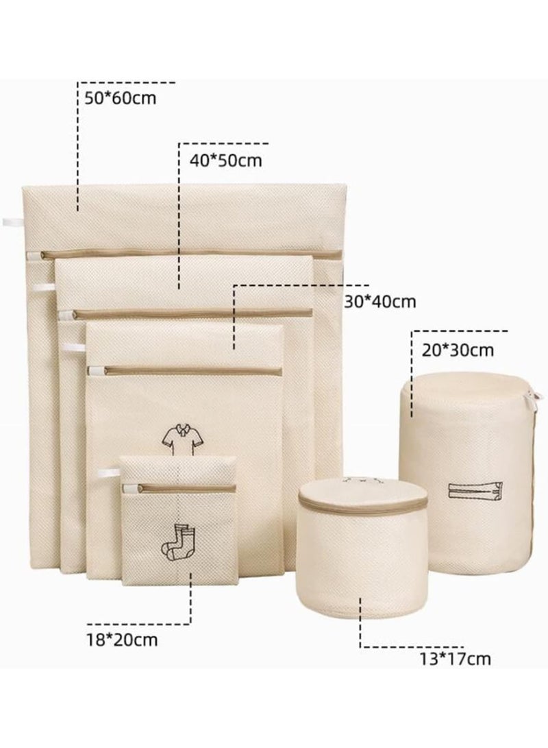 Arabest Mesh Laundry Bags, 6 Pcs Reusable Double Layer Thickened Washing Bags, Durable Wash Bags for Machine Use, Ideal for Tops, Skirts, Trousers, Socks, Underwear, Bras, Beige  - Image 4