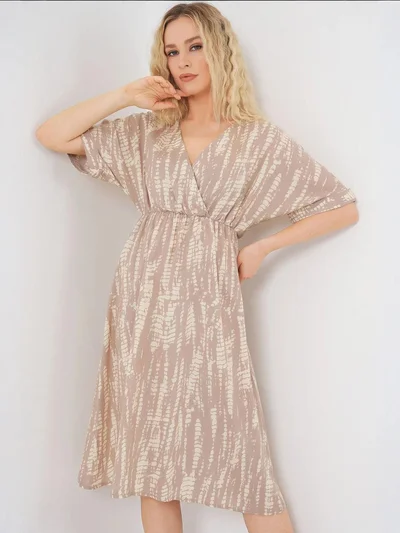 BIG DART BDART V-neck Midi Dress with Drawstring