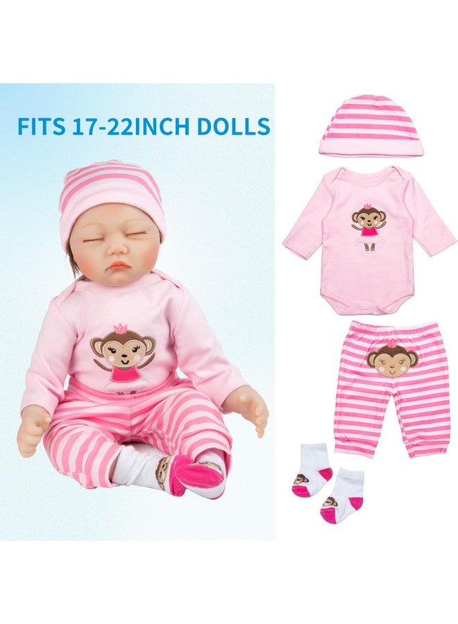 Pedolltree Reborn Baby Doll Clothes Outfit Accessories Pink 8 Pcs Set With Rabbit Backpack&Diaper For 17-22 Inch Reborn Doll Newborn Baby Girl  - Image 4