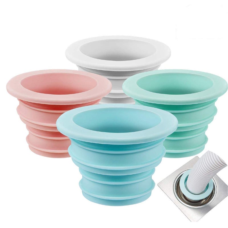 pepplo pepplo Silicone Sewer Pipe Seal Ring Pool Floor Drain Sealing Plug Water Trap Pest Control Seal Ring Washing Machine Anti-Odor (Set of 4 Pieces, Random/Mix)  - Image 1