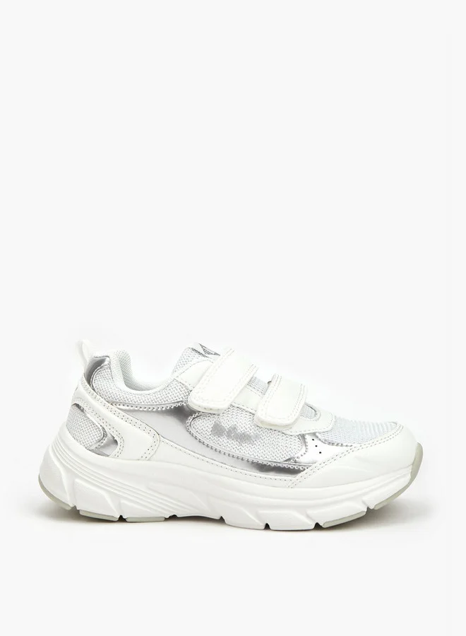 لي كوبر Girls' Panelled Sneakers with Hook and Loop Closure