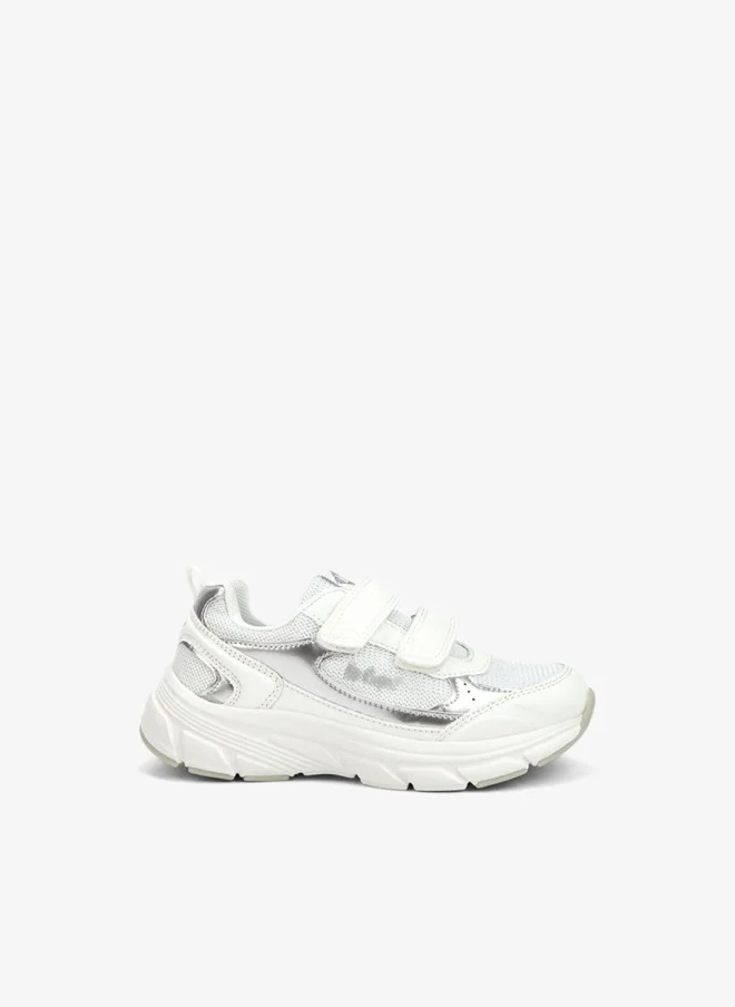 Lee Cooper Girls' Panelled Sneakers with Hook and Loop Closure