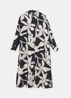 LC WAIKIKI Floral Long Sleeve Oversize Women's Shirt Dress  - Image 5