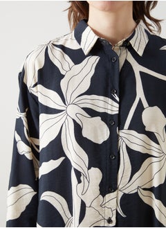 LC WAIKIKI Floral Long Sleeve Oversize Women's Shirt Dress  - Image 3