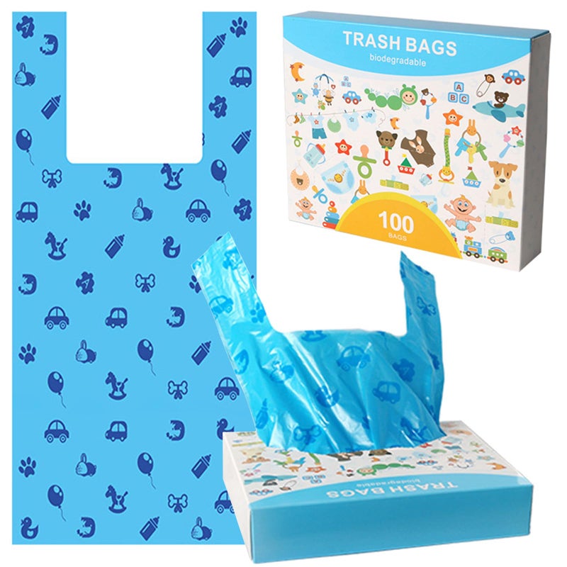 RWRW 100pcs Diaper Disposal Bag, Unscented Diaper Bags Disposable, Biodegradable Diaper Trash Bags for Nappies, Rubbish, Dog Poop, Convenient and Quick Diaper Disposal Essential for Travel - Image 1