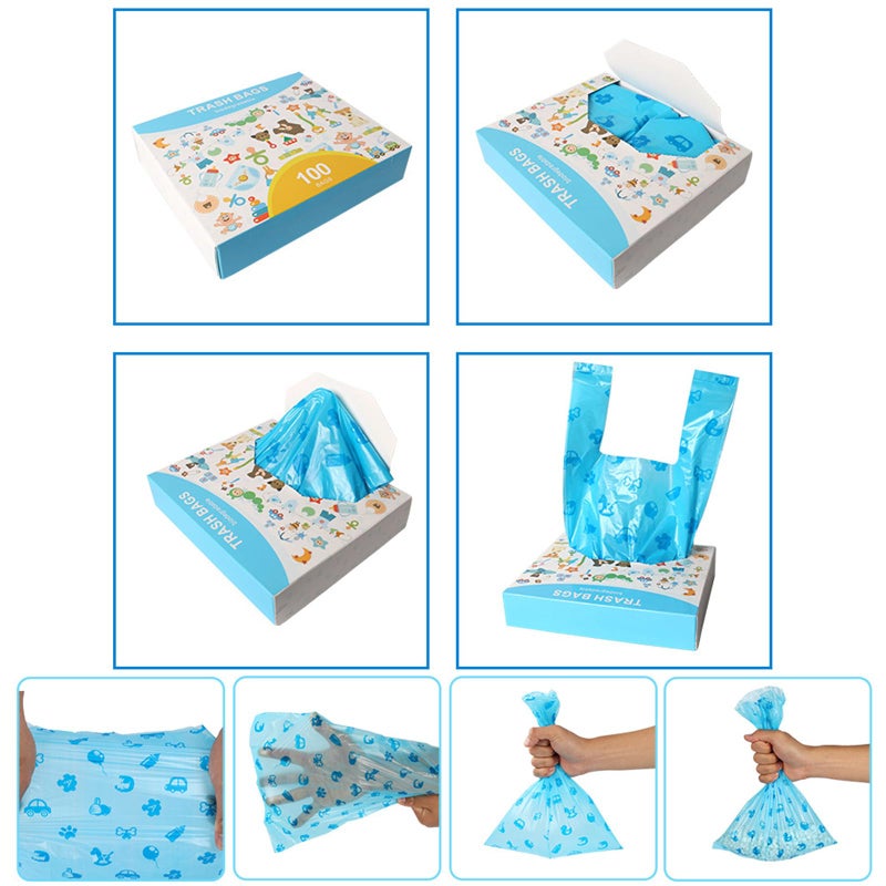 RWRW 100pcs Diaper Disposal Bag, Unscented Diaper Bags Disposable, Biodegradable Diaper Trash Bags for Nappies, Rubbish, Dog Poop, Convenient and Quick Diaper Disposal Essential for Travel - Image 2