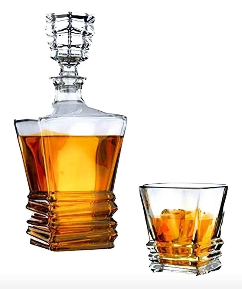 HEIP HEIP European Crystal Clear 7 Pcs Decanter and Glasses Set- Stylish 1 Decanter and 6 Pcs Glass Set - Perfect for Whiskey, Scotch, Wine, Vodka, Tequila, Rum ((Lucifer Decanter + 06 Glass))  - Image 3