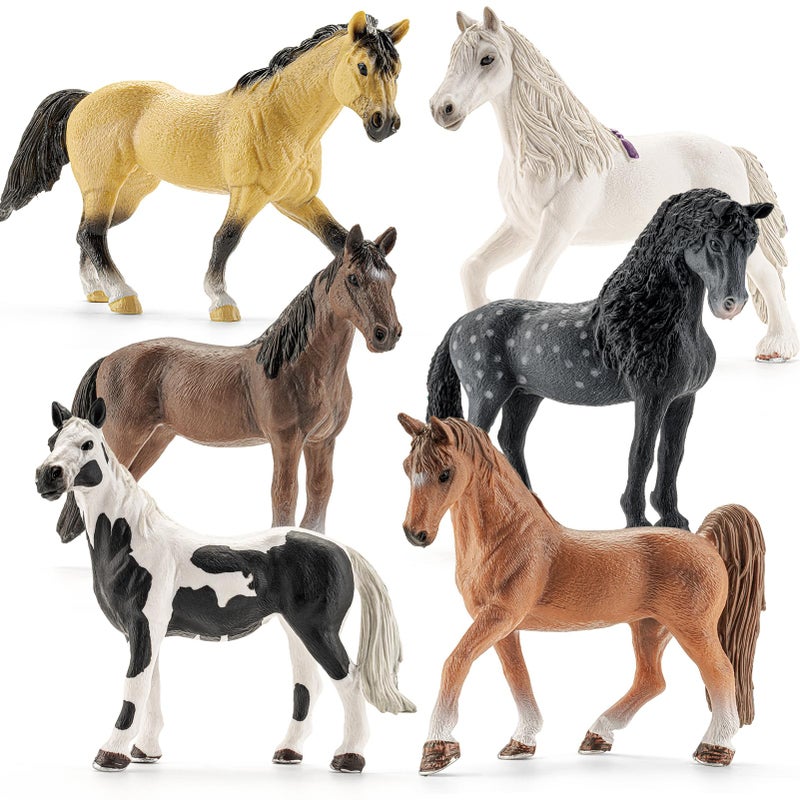 THINKBAY 6PCS 6 Large Horse Figurines Animal Toys for Kids Realistic Plastic Farm Animal Figurines Toys for Toddlers Horse Party Favors Birthday Gift Cake Toppers for Boys Girls - Image 3