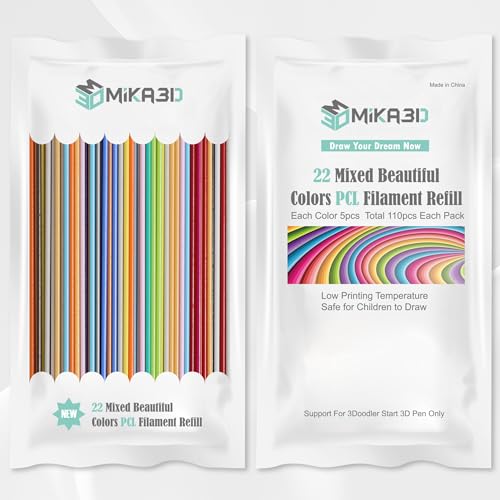 MIKA3D 22 Colors PCL 3D Pen Filament Refill for 3Doodler Start+ 3D Pen, Low Print Temperature Filament Only Fit for 3Doodler Start 3D Pen, Each Color 15cm x 5pc, Total 110pcs 1650cm PCL Filament by MIKA3D - Image 3
