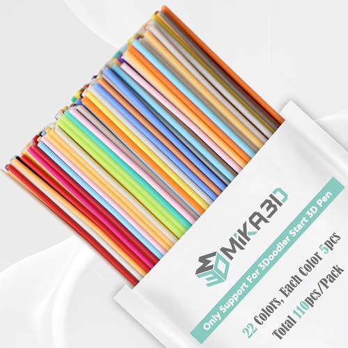 MIKA3D 22 Colors PCL 3D Pen Filament Refill for 3Doodler Start+ 3D Pen, Low Print Temperature Filament Only Fit for 3Doodler Start 3D Pen, Each Color 15cm x 5pc, Total 110pcs 1650cm PCL Filament by MIKA3D - Image 1
