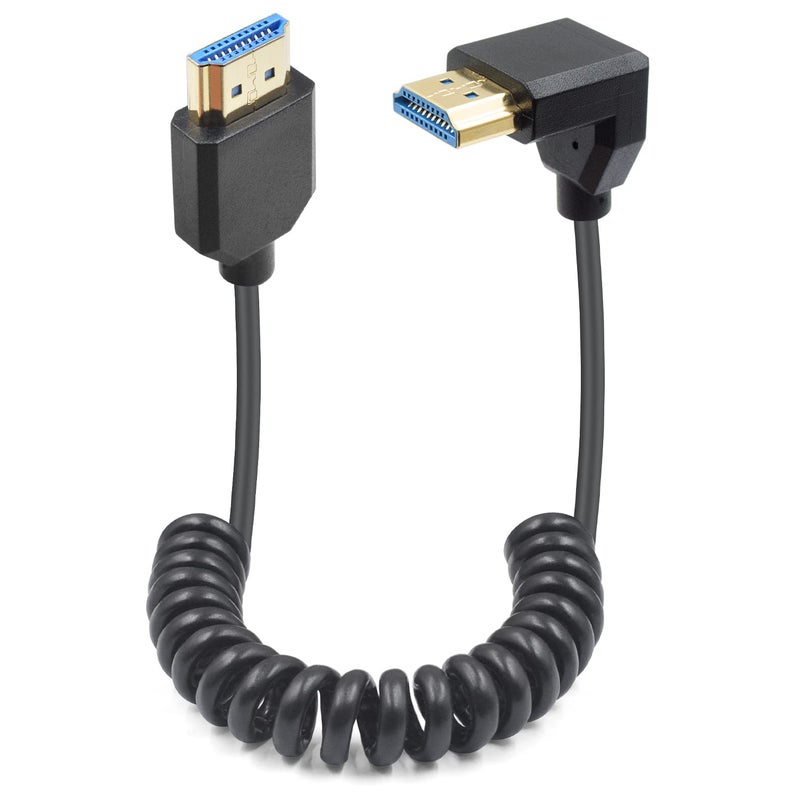 دوتك كابل HDMI ملفوف بزاوية 90 درجة من بدقة 8K من ذكر إلى ذكر، كابل HDMI ملفوف بزاوية سفلية فائق النحافة، عالي السرعة 48 جيجابت في الثانية يدعم 8K@60Hz و4K@120 لأجهزة التلفاز/Xbox/PS4/PS5، بطول 4 أقدام/1.2 متر - Image 1