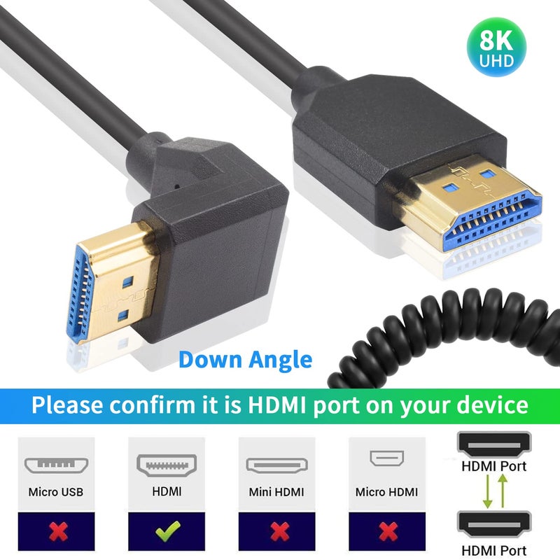 دوتك كابل HDMI ملفوف بزاوية 90 درجة من بدقة 8K من ذكر إلى ذكر، كابل HDMI ملفوف بزاوية سفلية فائق النحافة، عالي السرعة 48 جيجابت في الثانية يدعم 8K@60Hz و4K@120 لأجهزة التلفاز/Xbox/PS4/PS5، بطول 4 أقدام/1.2 متر - Image 4