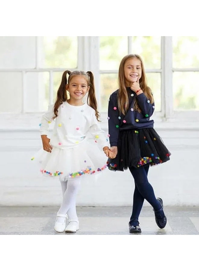 LAMAY Dress For Girls, Colorful Flowing Tutu Skirt With Pom Poms, Tulle Material For Toddler Girls, Princess Ballet Outfit, Princess Dress - Image 2