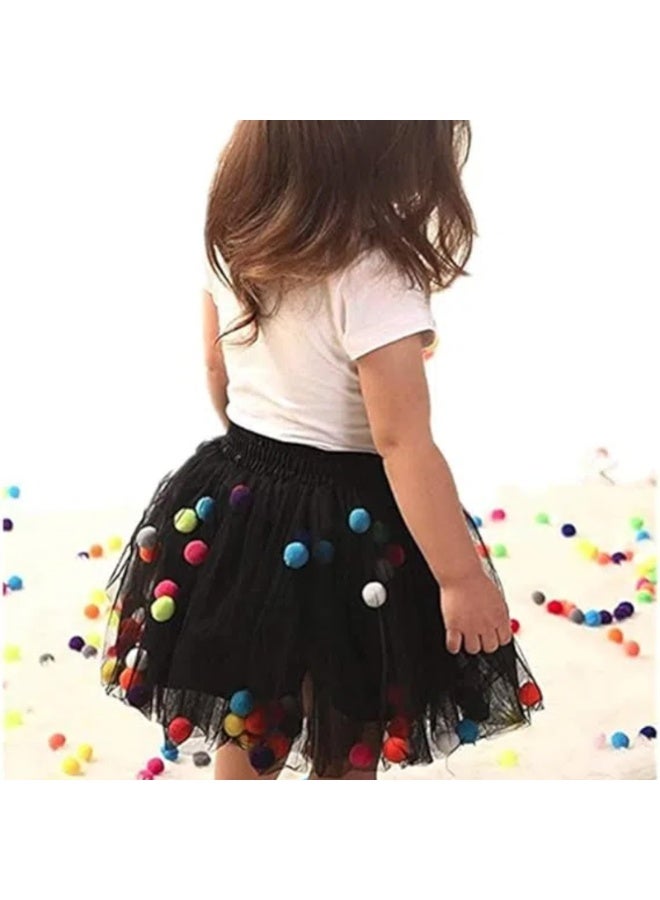 LAMAY Dress For Girls, Colorful Flowing Tutu Skirt With Pom Poms, Tulle Material For Toddler Girls, Princess Ballet Outfit, Princess Dress - Image 3