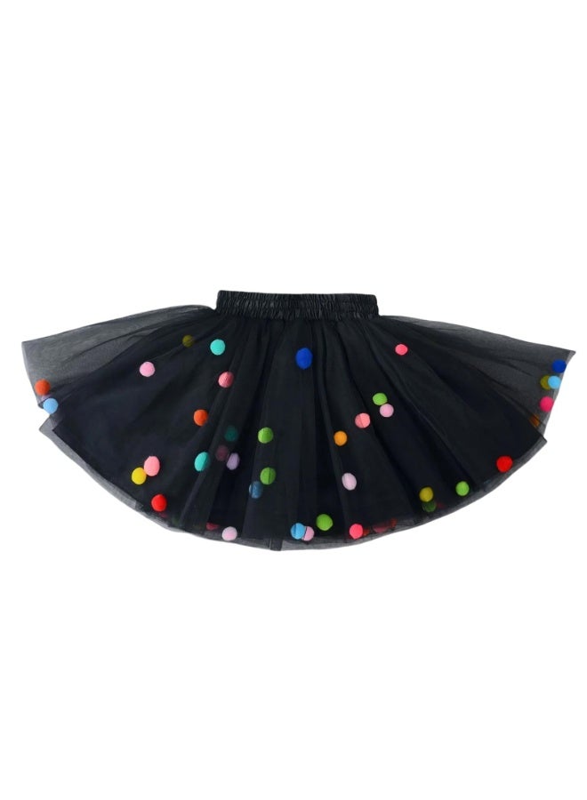 LAMAY Dress For Girls, Colorful Flowing Tutu Skirt With Pom Poms, Tulle Material For Toddler Girls, Princess Ballet Outfit, Princess Dress - Image 1