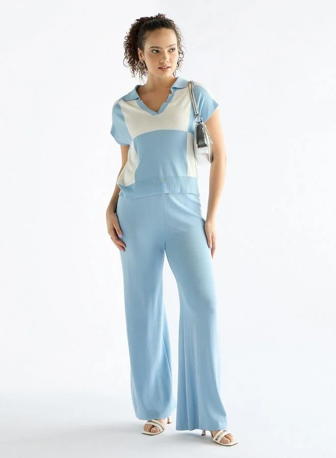 Splash FAV Colourblock T-shirt with Collar and Extended Sleeves