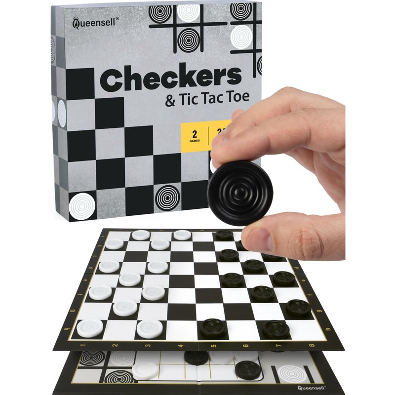 Queensell Checkers Board Game with 30 Checkers Pieces Classic Board Game for Kids and Adults - Image 2
