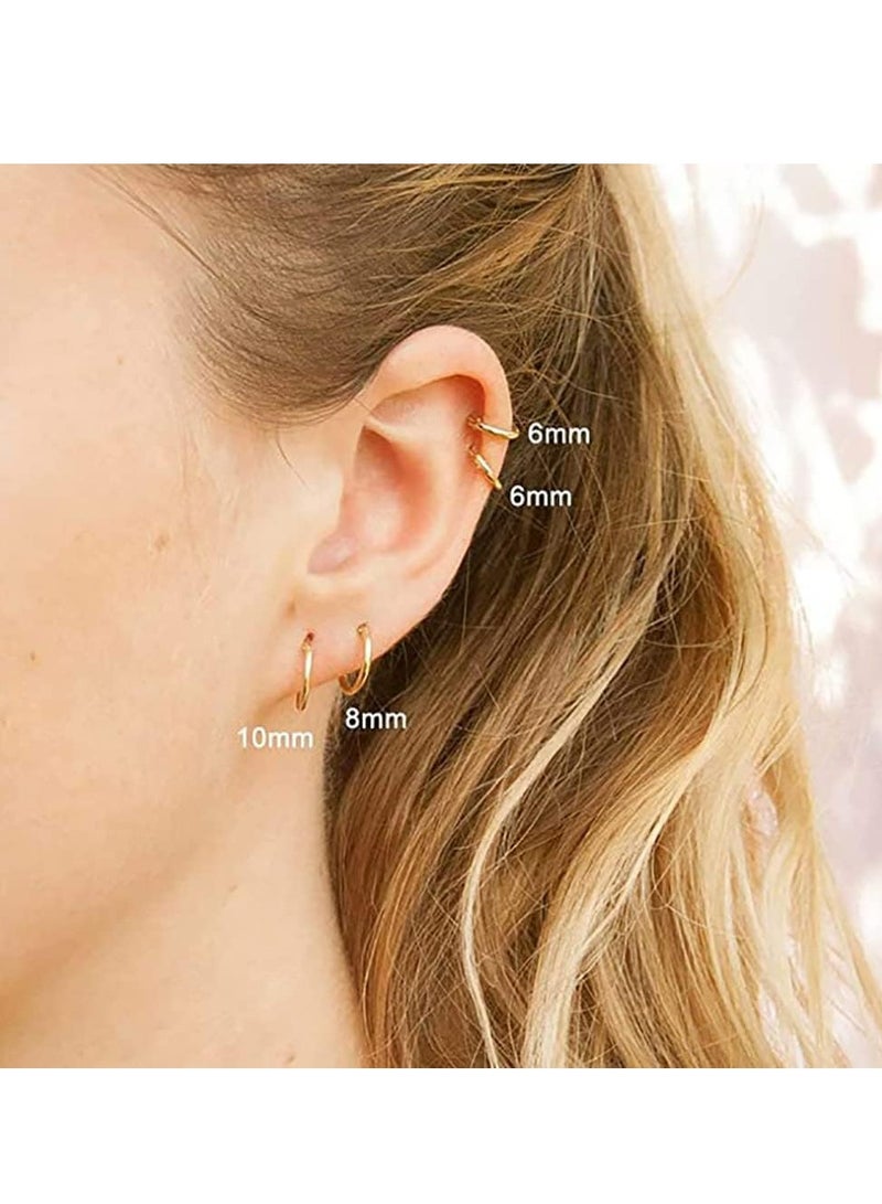 إسكدنيا أقراط دائرية، 6-14 ملم، لا تسبب الحساسية، أقراط مفصلية للرجال والنساء، غضروف وفصوص - Image 5