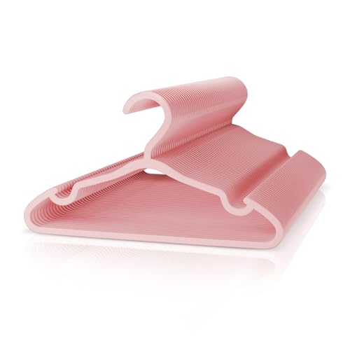 VILICK Plastic Kids Hangers - 50 Pack Non-Slip Baby Clothes Hangers for Closet, Toddler & Newborn Clothing Pants, Skirts, Coats (Pink) - Image 1