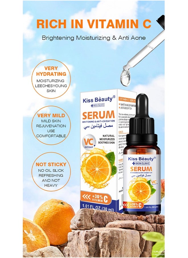 Kiss Beauty - VC Whitening & Anti-oxidation Serum,Natural Moisturizes Soothes Skin,Vitamin C Face and Eye Care  Help Fade Sun Spots Organic Anti-Aging Serum (30ml) - Image 1