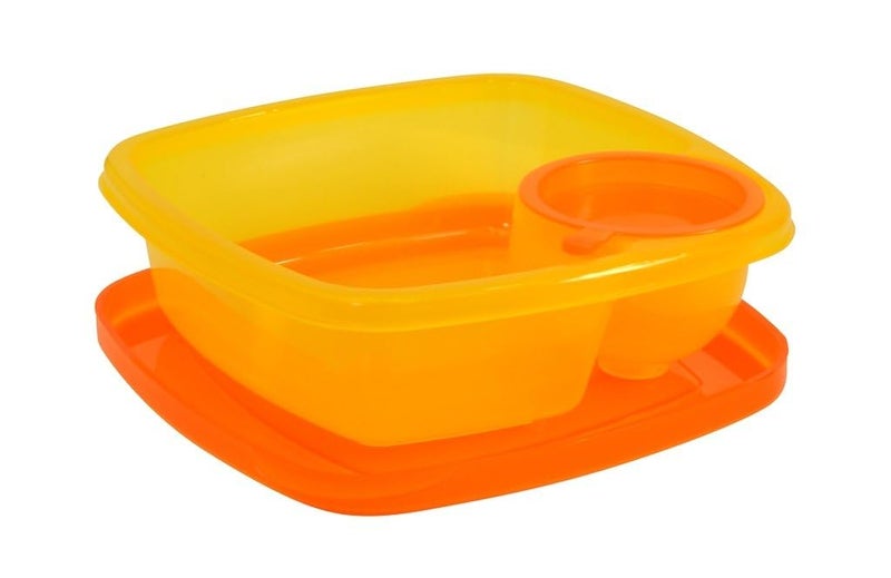 COMPAC HOME Take A Dip 2 The Side Orange-Yellow Compartment Lunch Containers or Snack Container for On The Go  Dishwasher and Microwave Safe - Image 2
