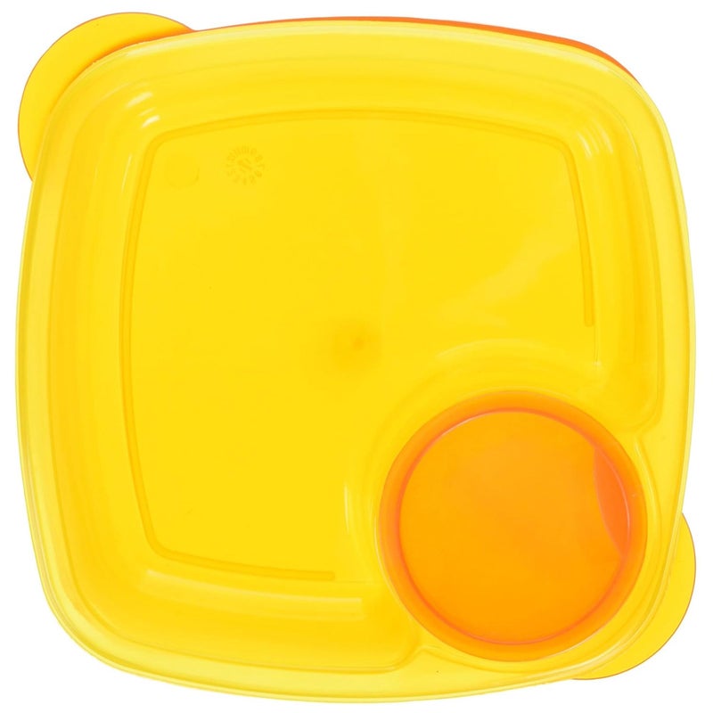 COMPAC HOME Take A Dip 2 The Side Orange-Yellow Compartment Lunch Containers or Snack Container for On The Go  Dishwasher and Microwave Safe - Image 1